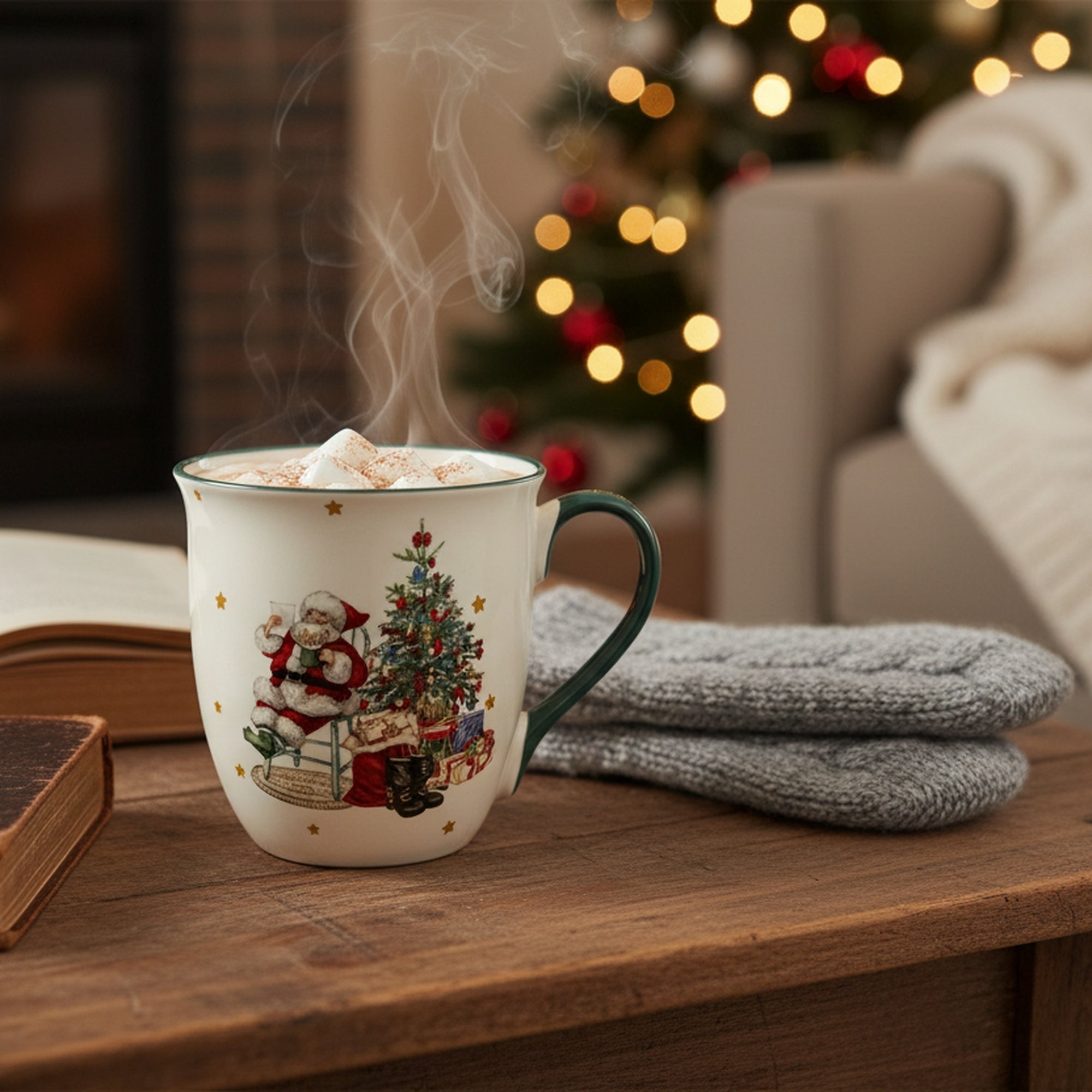 17.5oz Ceramic Mug Santa, Christmas, Coffee Mug, Holiday Decor- Set of 2