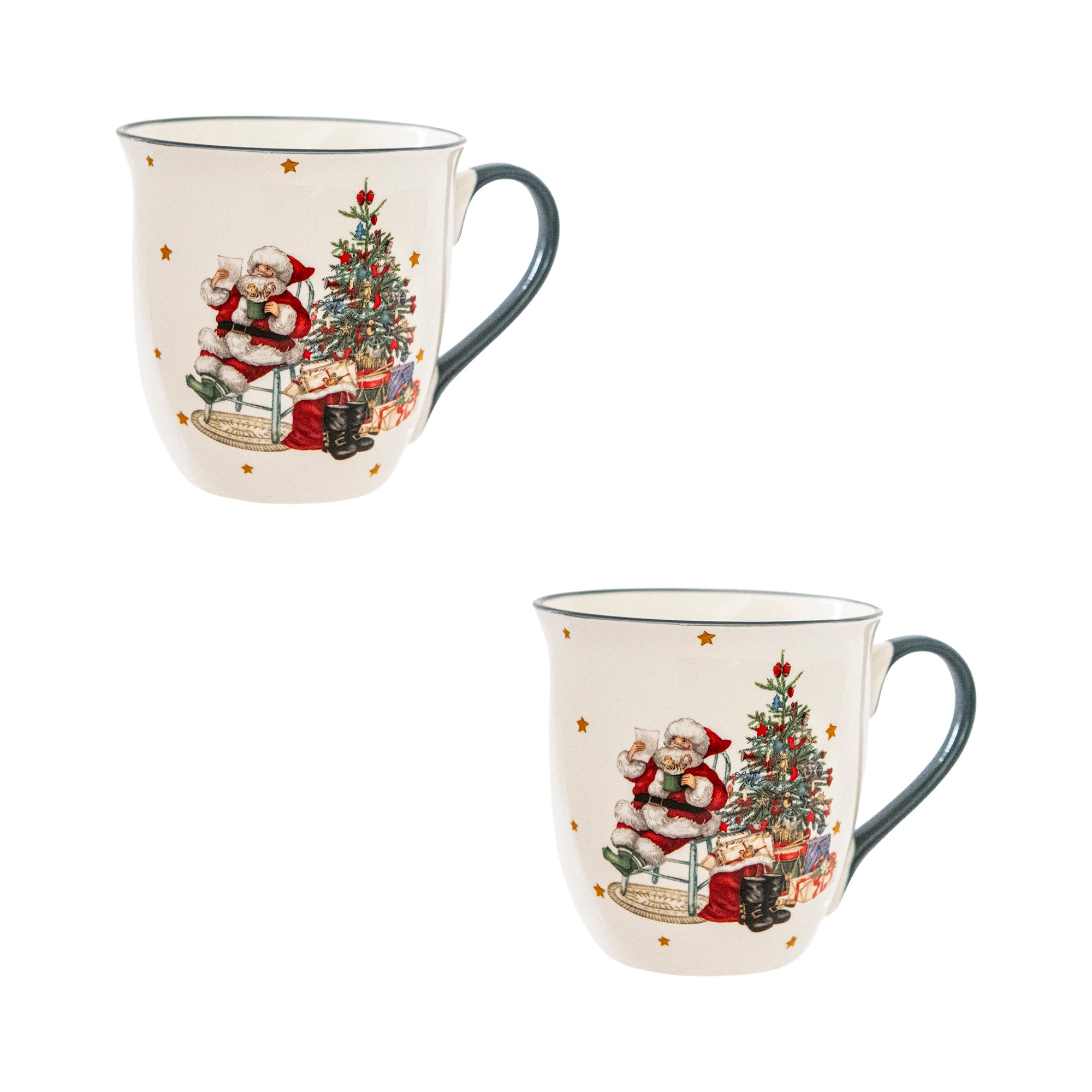 17.5oz Ceramic Mug Santa, Christmas, Coffee Mug, Holiday Decor- Set of 2