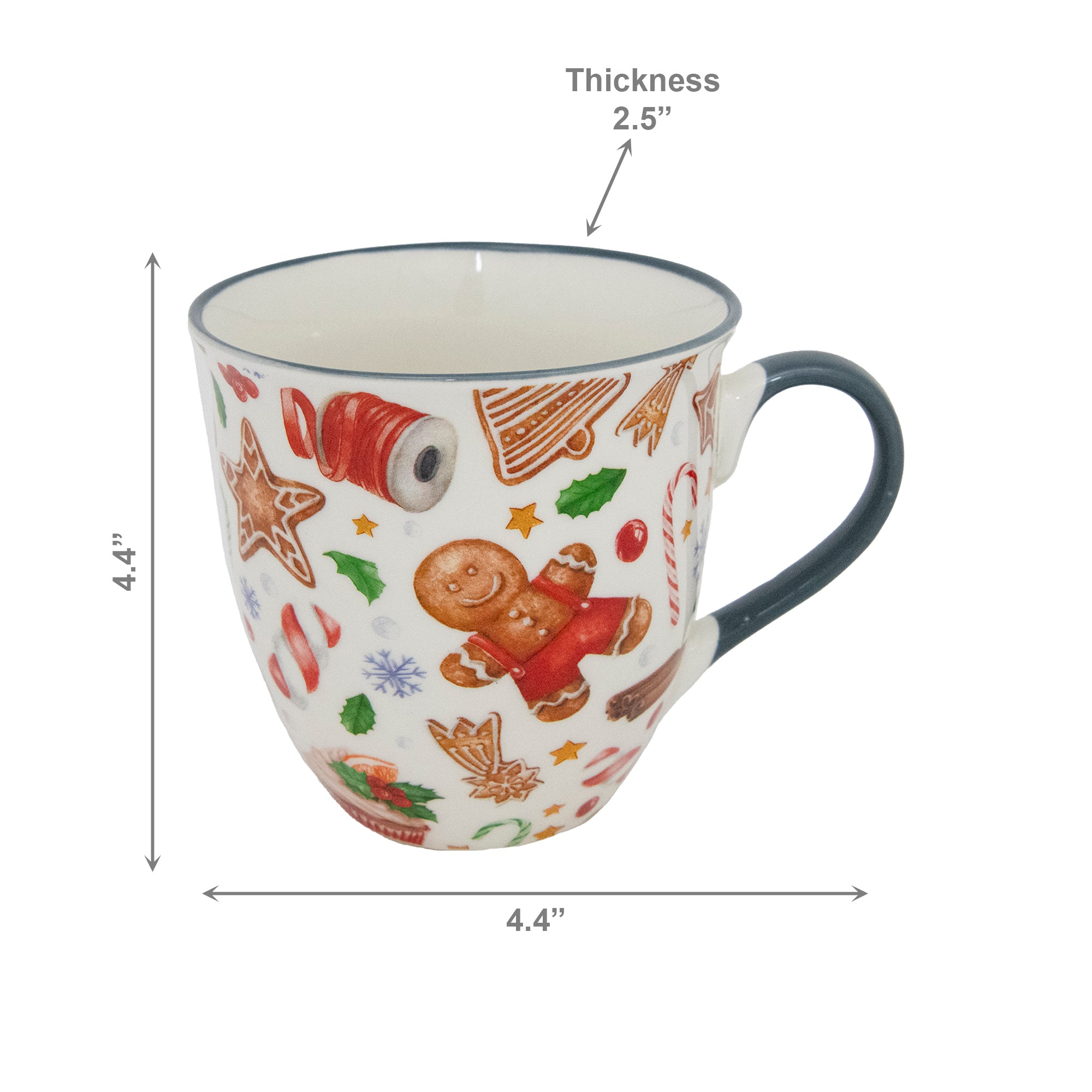 17.5oz Ceramic Mug Gingerbread, Christmas, Coffee Mug, Holiday Decor- Set of 2