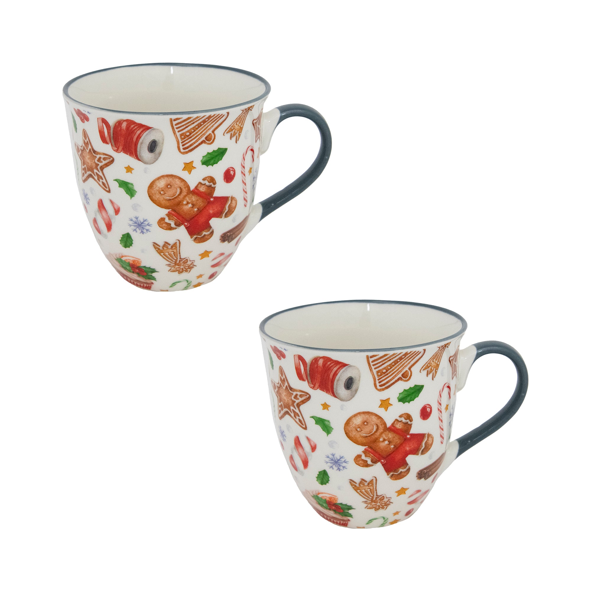 17.5oz Ceramic Mug Gingerbread, Christmas, Coffee Mug, Holiday Decor- Set of 2