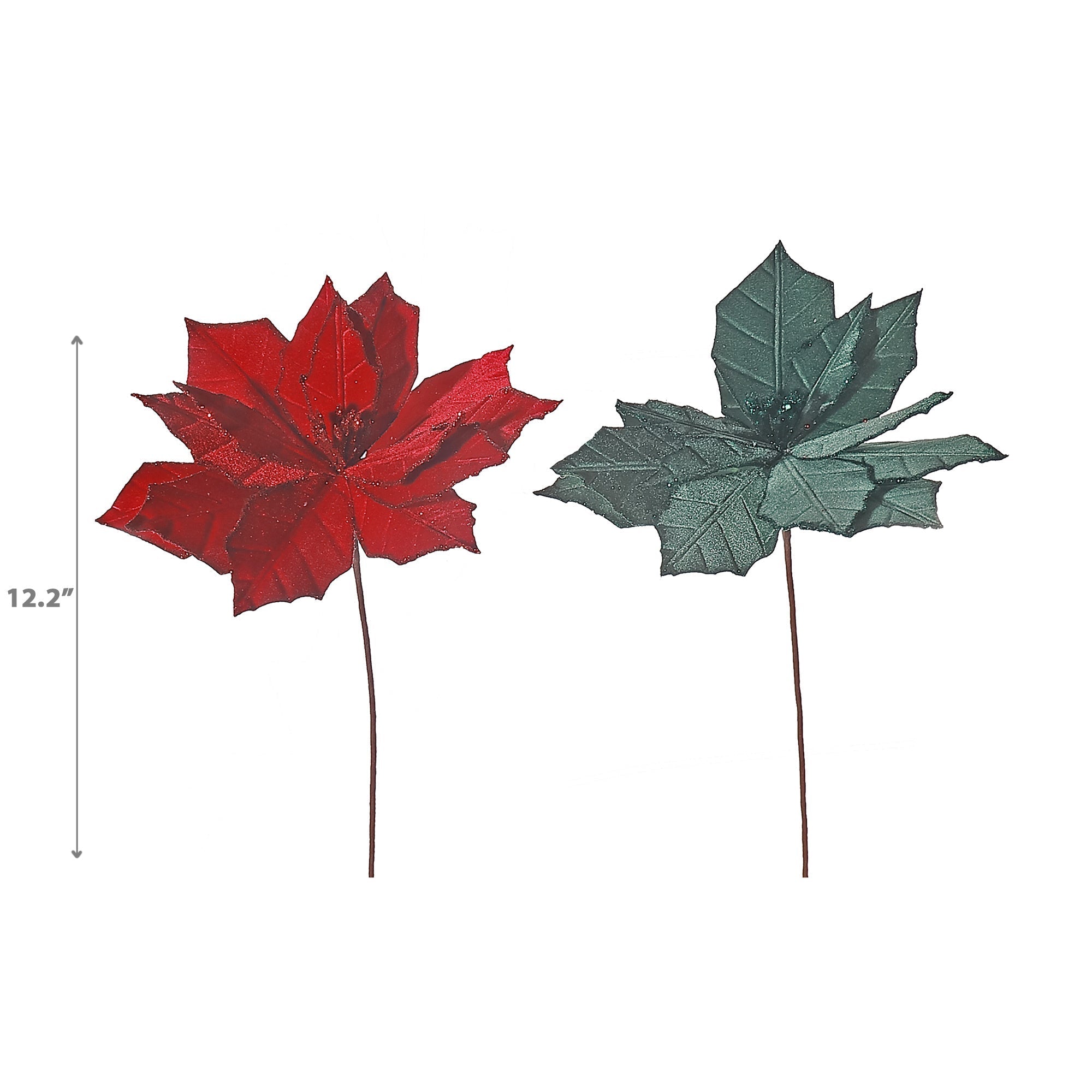 Glitter Edged Poinsettia Spray Set of 6, Christmas Poinsettia Spray, Holiday Floral Decoration