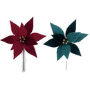 Sherpa Poinsettia Pick (Asstd) - Set of 12