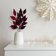 Assorted Glitter Felt Leaves Decorative Pick - Set of 12, Christmas Holiday Decor, Festive Floral Accent