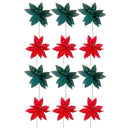 Glitter Felt Poinsettia Pick (Asstd) - Set of 12
