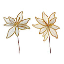 Twine Edged Burlap Poinsettia Pick (Asstd) - Set of 12