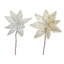 Braided Edge Poinsettia Pick (Asstd) - Set of 12