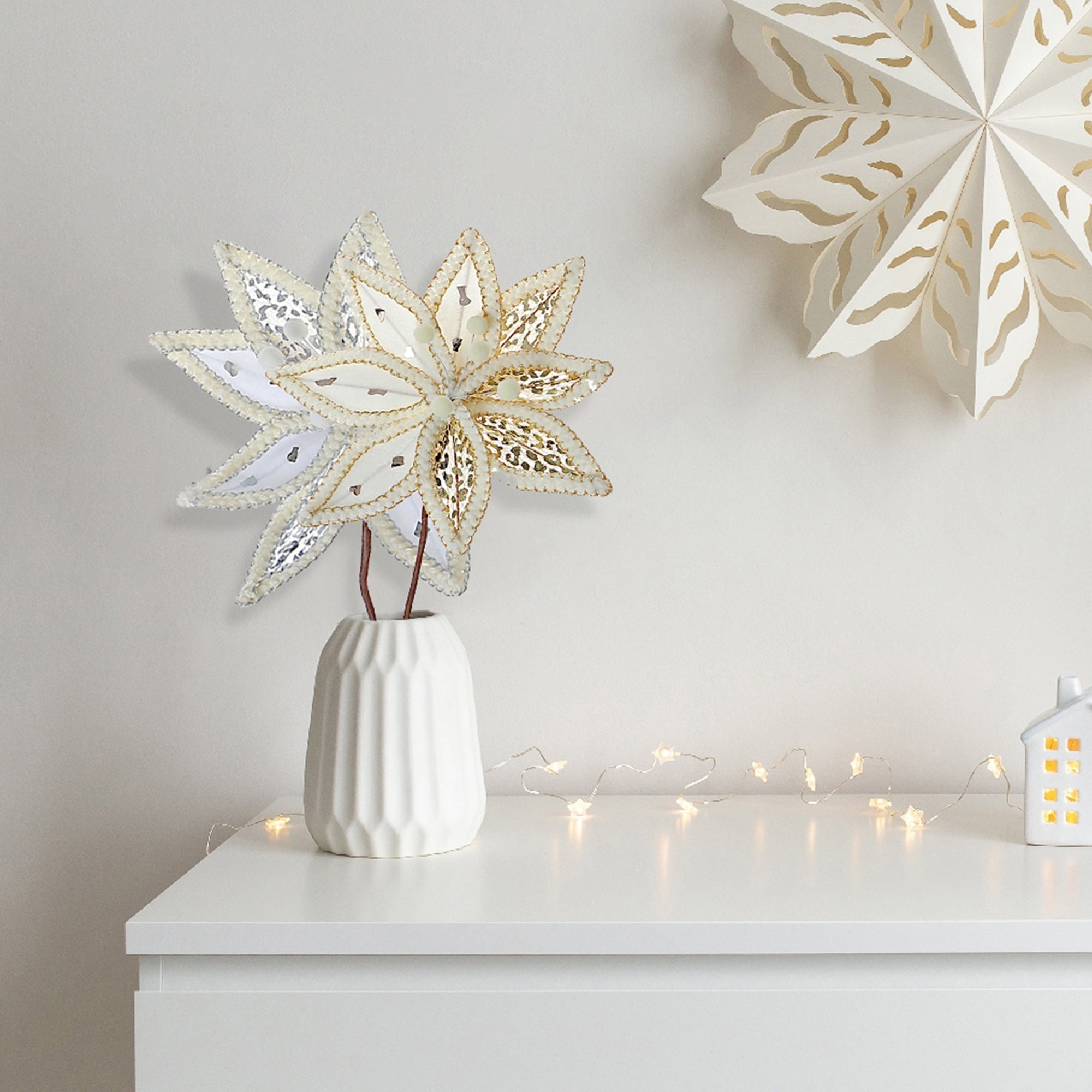 Assorted Braided Edge Poinsettia Decorative Pick - Set of 12, Christmas Floral Decoration, Holiday Centerpiece, Festive Arrangement