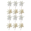 Braided Edge Poinsettia Pick (Asstd) - Set of 12