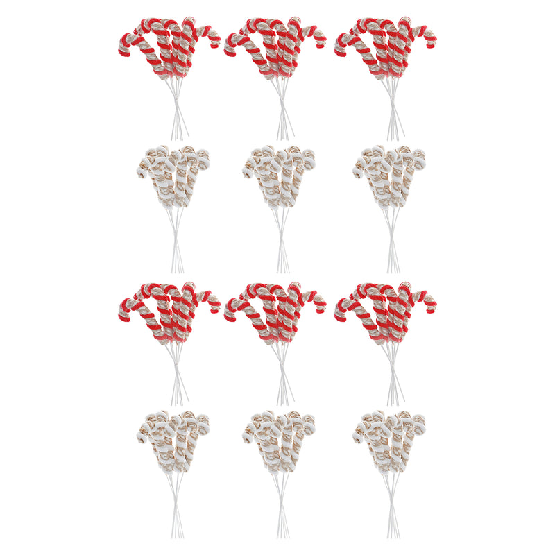 Bundle Of 6 Striped Candy Cane Pick (Asstd) - Set of 12