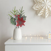 Assorted Poinsettia with Berries and Pine Decorative Pick - Set of 12, Christmas Floral Decoration, Holiday Centerpiece, Festive Arrangement