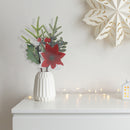 Poinsettia With Berries And Pine Pick (Asstd) - Set of 12