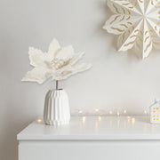 Ivory Furry Poinsettia Decorative Pick - Set of 6, Christmas Floral Decor, Holiday Centerpiece Accent, Festive Arrangement