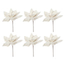 Furry Poinsettia Pick (Ivory) - Set of 6