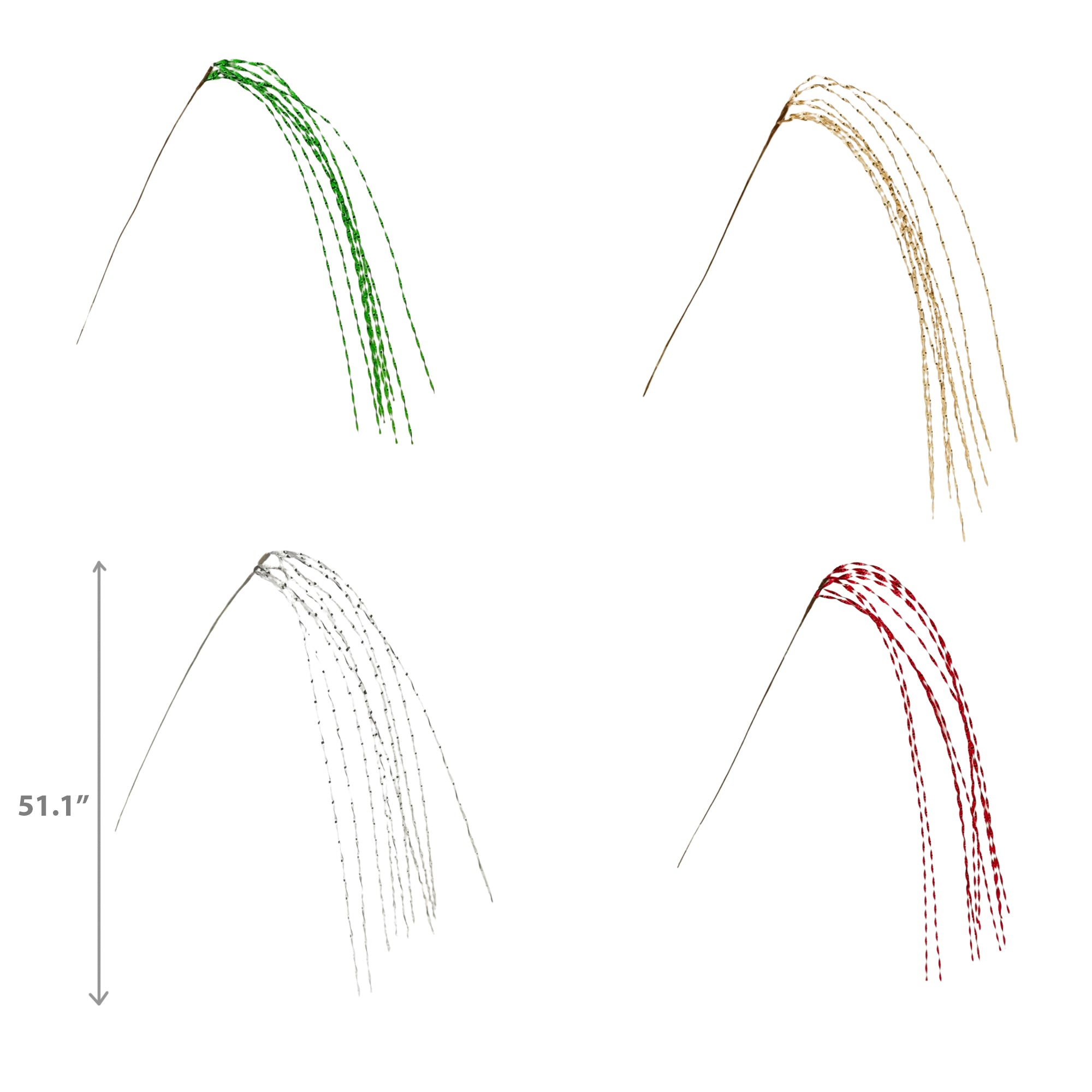 Assorted Waterfall Spray Decoration - Set of 4, Holiday Floral Accent, Christmas Decor, Festive Table Arrangement