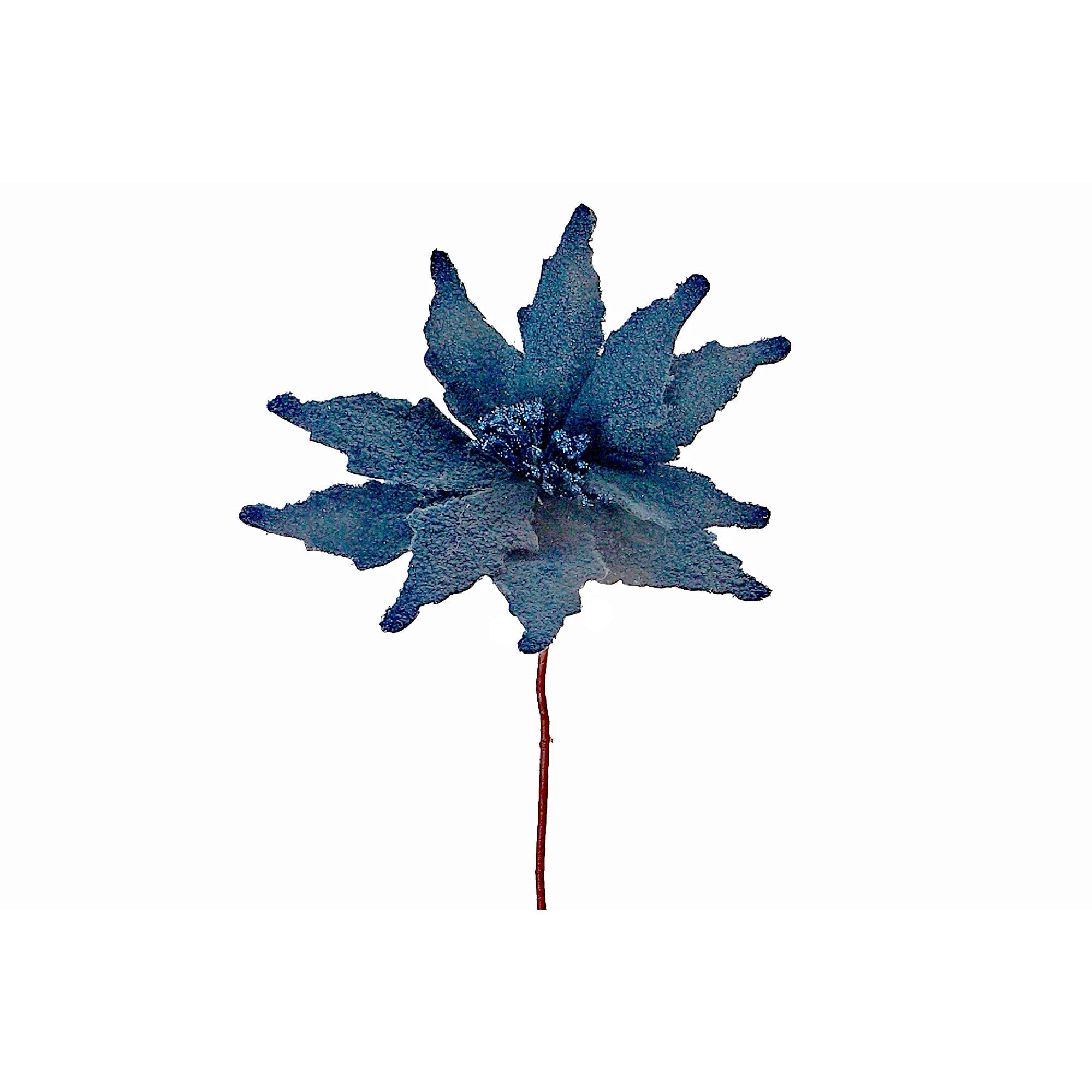 Grey Sherpa Poinsettia Decorative Pick - Set of 6, Christmas Floral Decor, Holiday Home Accent, Festive Arrangement