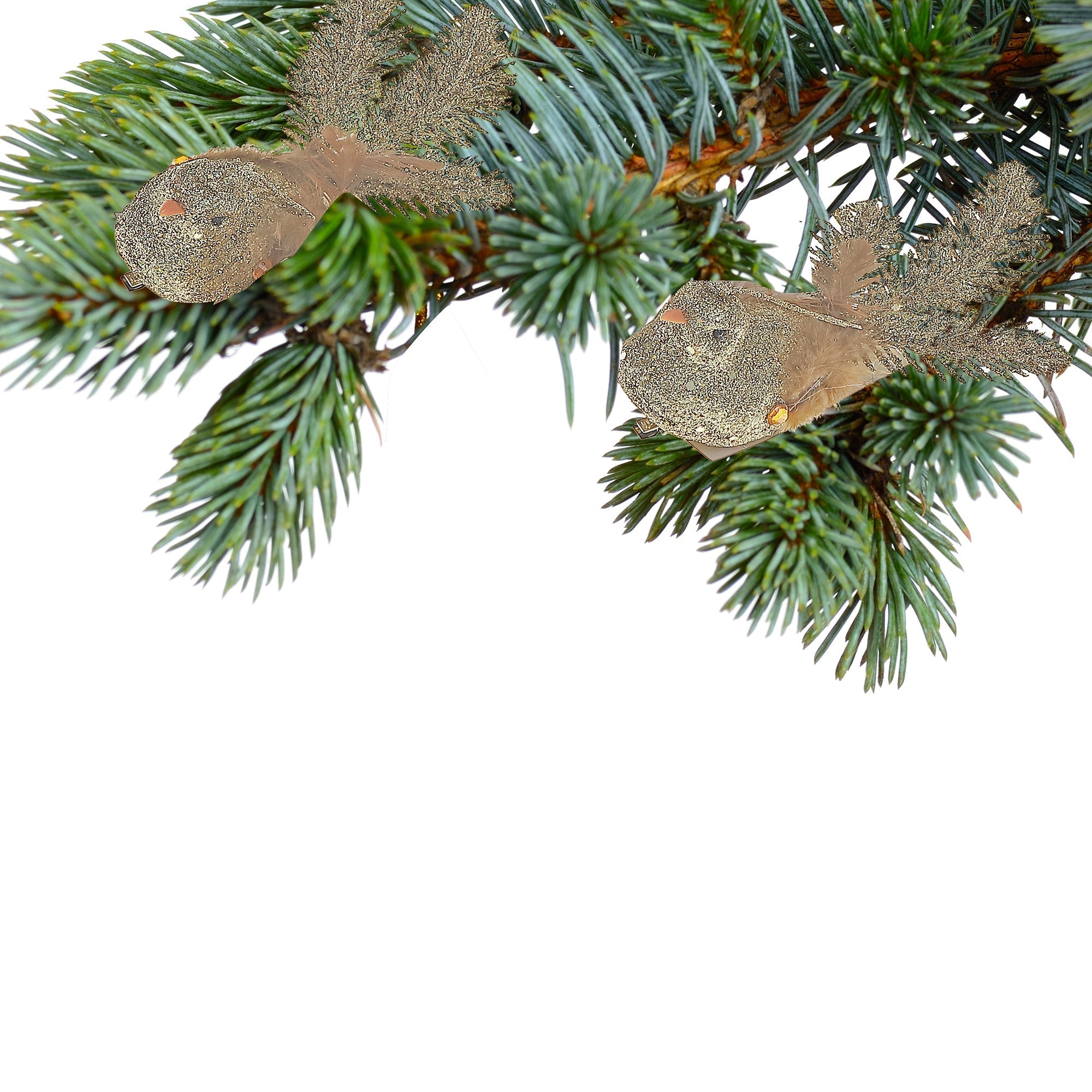 Gold Glitter Cardinal Clips, Holiday Christmas Tree Decorations, Sparkly Bird Ornaments, Set of 6