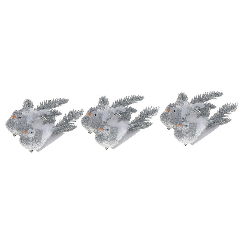 Set Of 2 Glitter Cardinal Clip (Silver) - Set of 6
