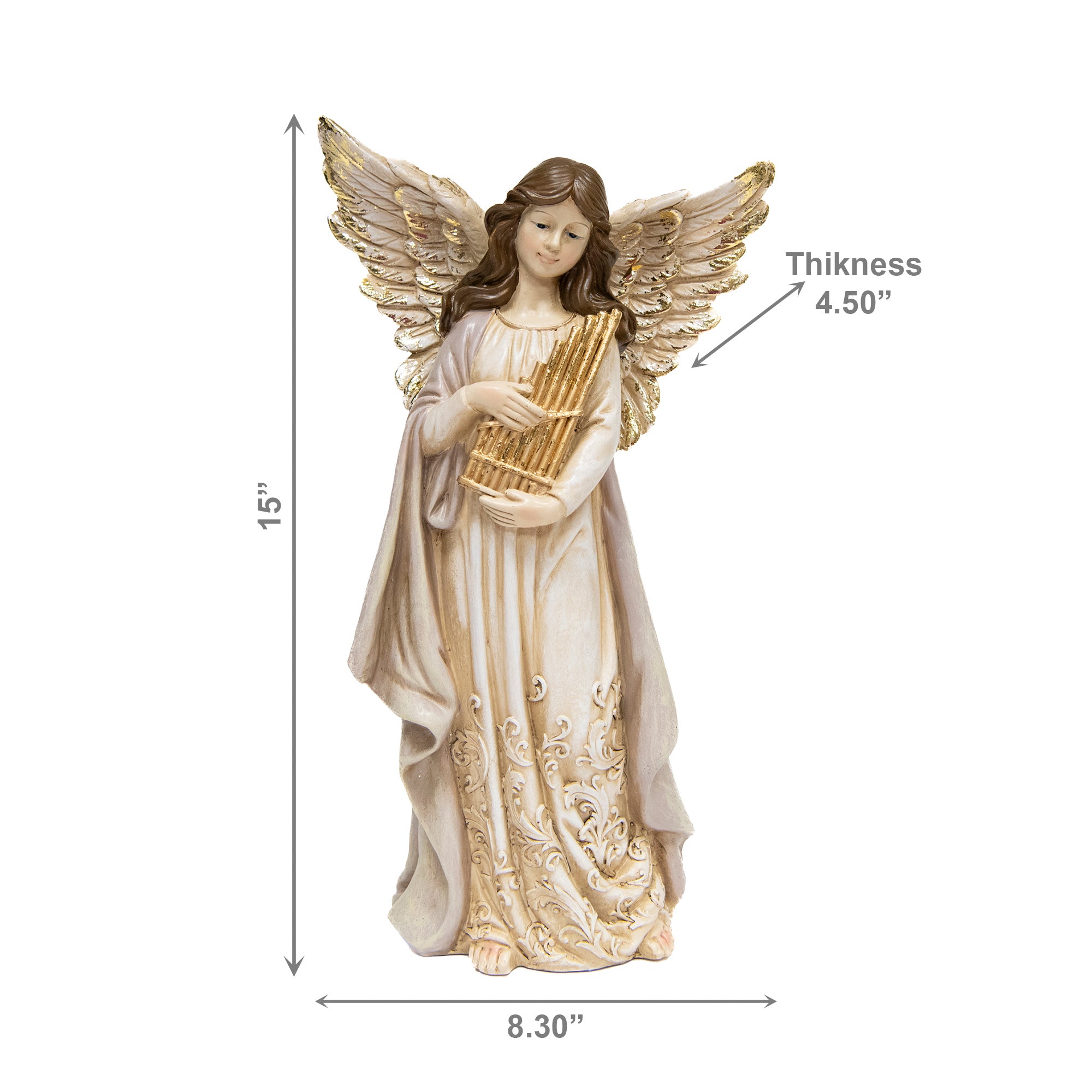Angel Statue with Harp, Holiday Decor