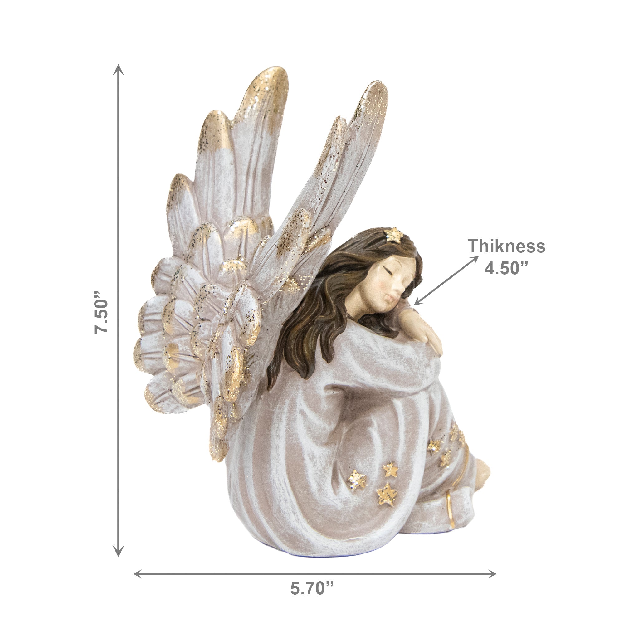 Angel Statue Hugging Knee, Holiday Decor