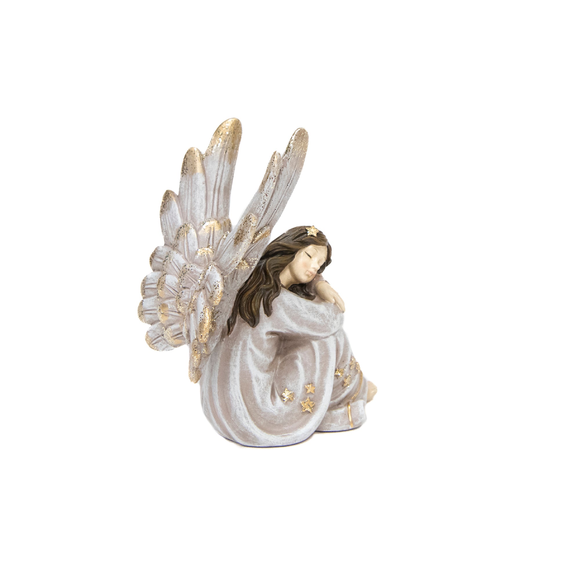 Angel Statue Hugging Knee, Holiday Decor