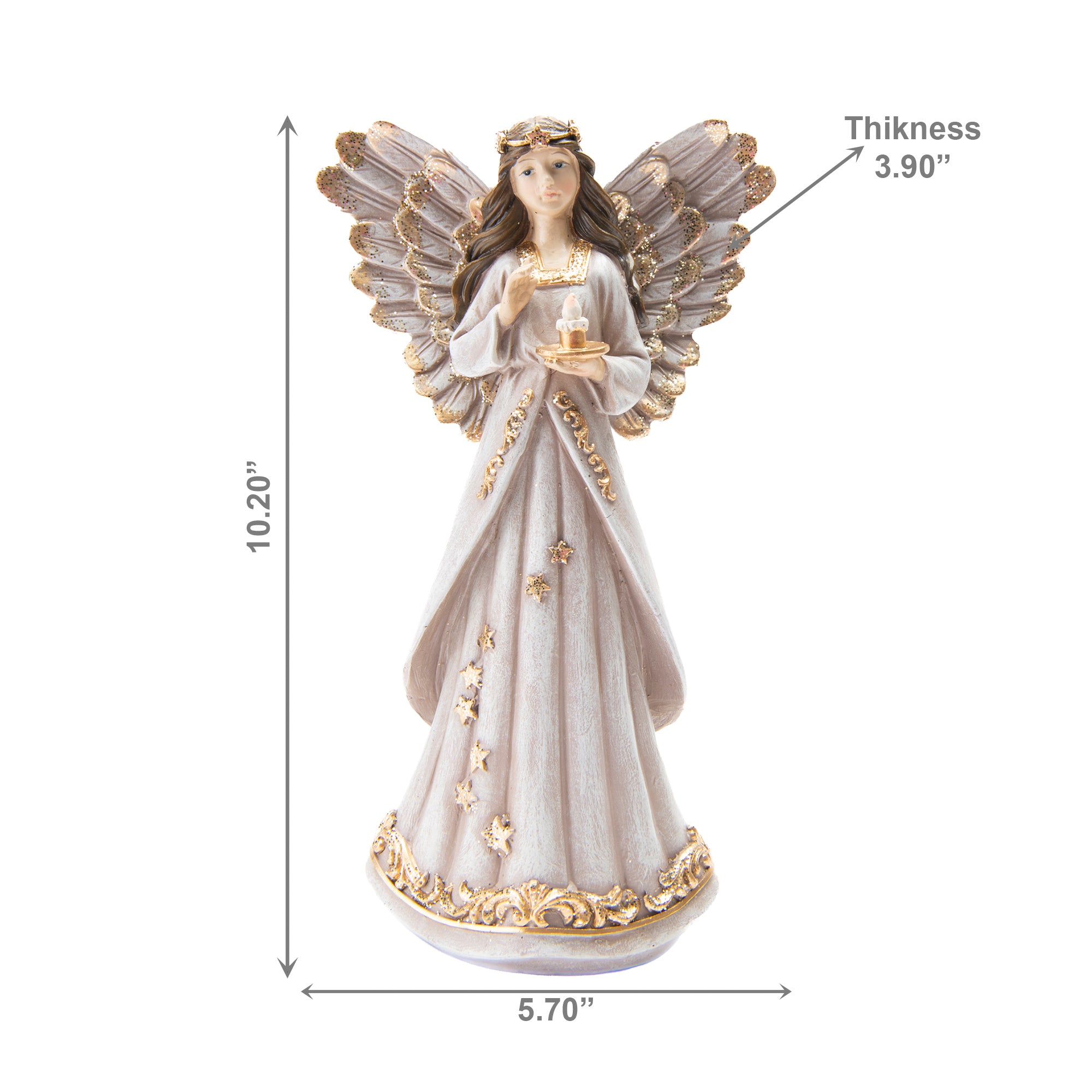 Angel Statue with Candle, Holiday Decor