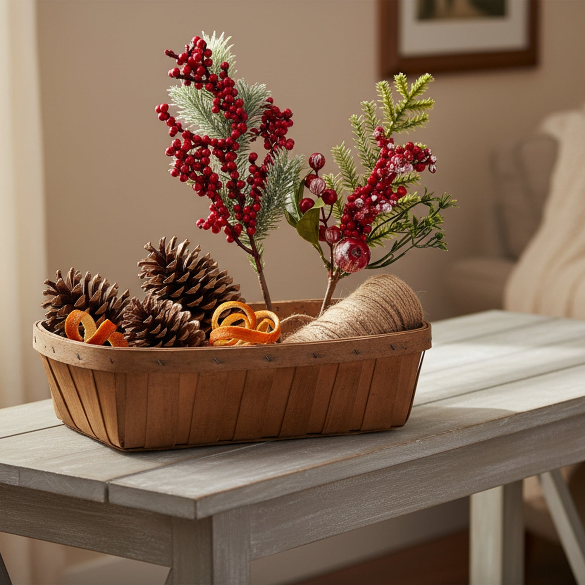 Red Berries and Pine Pick Assorted, Floral Pick, Holiday Decor- Set of 6