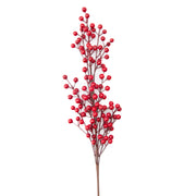 Burgundy Berries Spray, Floral Pick, Holiday Decor- Set of 6