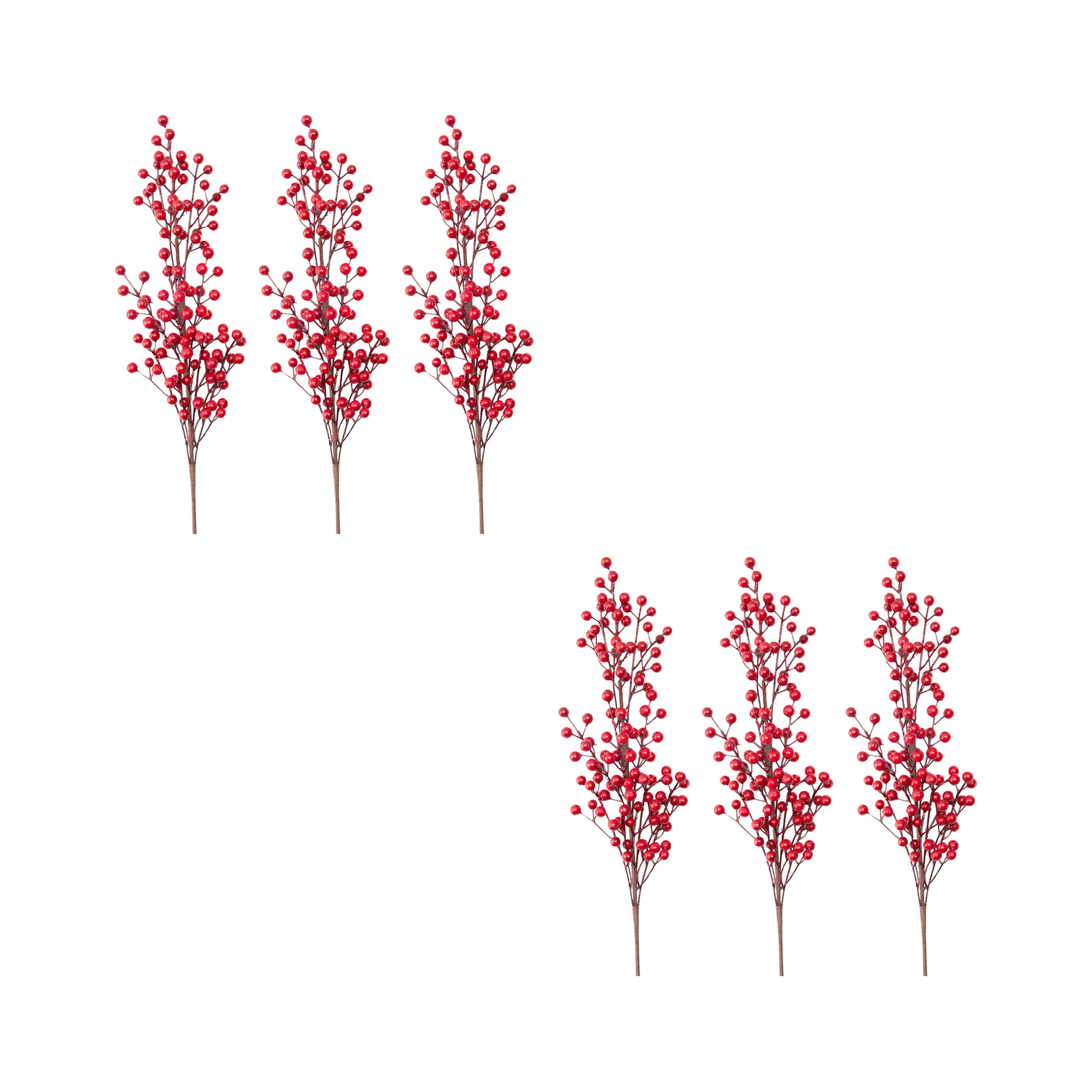 Burgundy Berries Spray, Floral Pick, Holiday Decor- Set of 6