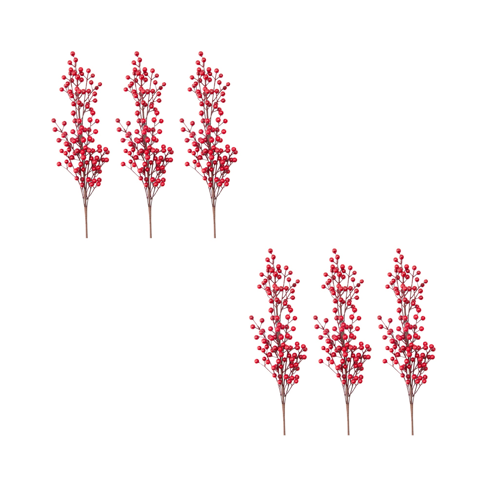 Burgundy Berries Spray, Floral Pick, Holiday Decor- Set of 6