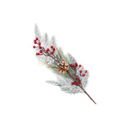 Flocked Berries and Cedar Spray, Floral Pick, Holiday Decor- Set of 6