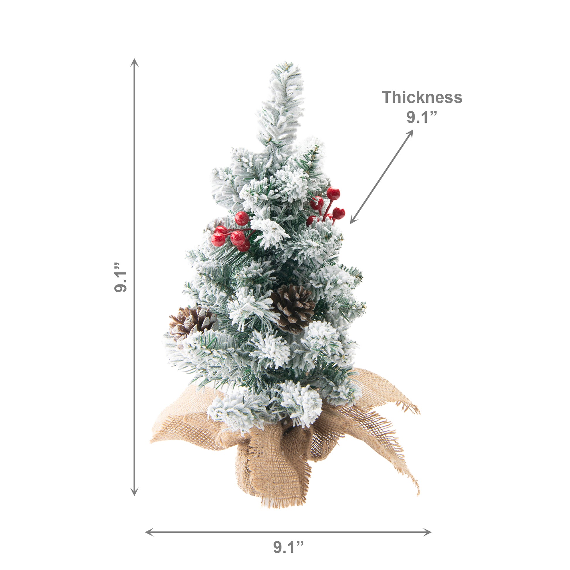 Snowy Berries and Pinecone Cedar Tree with Burlap Base 18", Christmas, Holiday Decor
