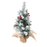 Snowy Berries and Pinecone Cedar Tree with Burlap Base 18", Christmas, Holiday Decor