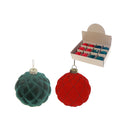 Velveteen Glass Ball Ornament (Asstd) (12/Disp) - Set of 12