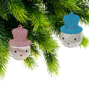 Glass Snowman Ornaments with Top Hat, Assorted Christmas Tree Decorations, Holiday Festive Ornaments, Set of 12