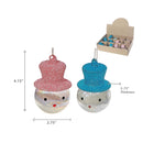 Glass Snowman With Top Hat Ornament (Asstd) - Set of 12