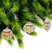 8 Centimeter Glass Ornaments in Gift Box, Holly Leaf Christmas Design, Holiday Tree Decorations, Festive Glass Ornaments, Set of 3