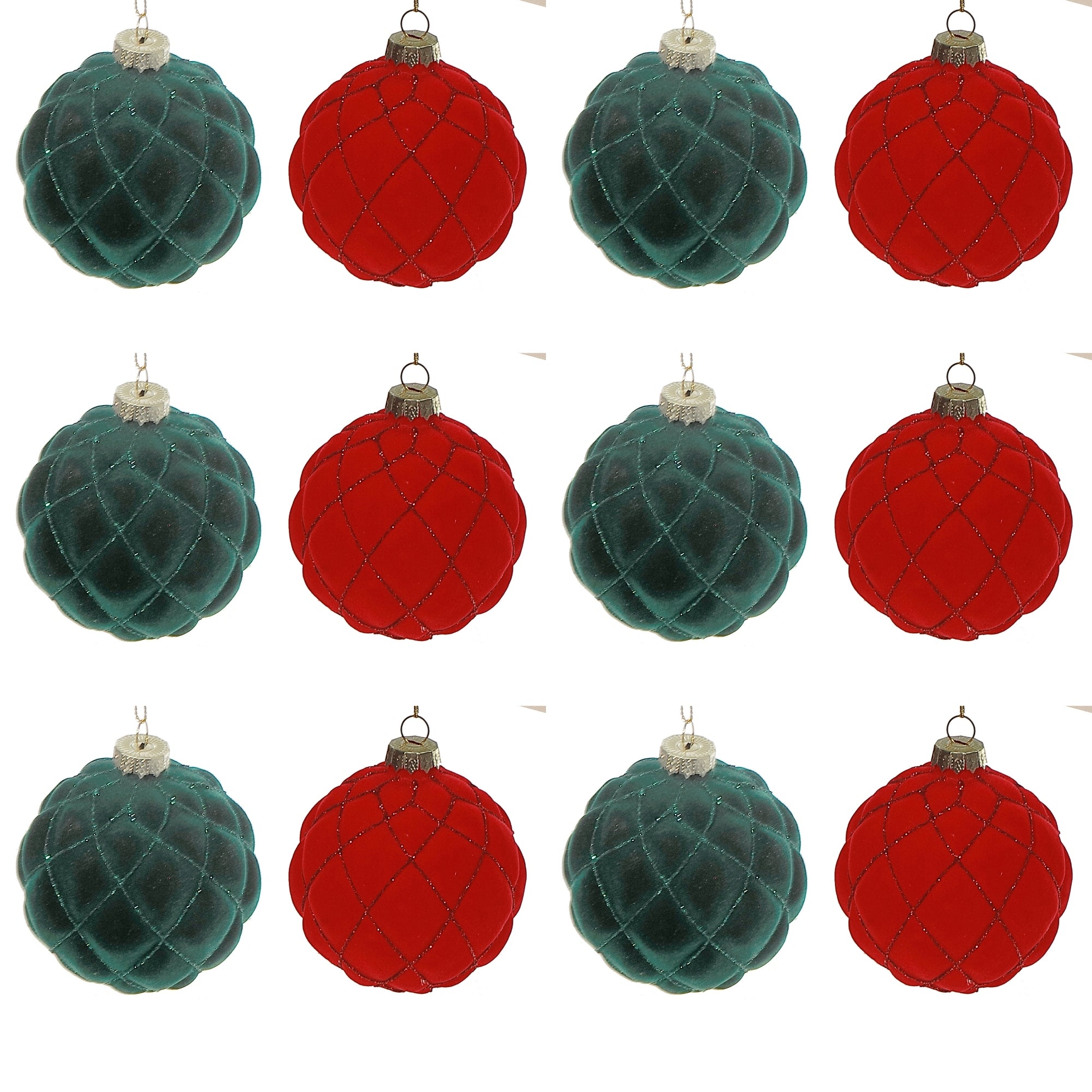 8 Centimeter Beaded Crystal Glass Ornaments in Gift Box, Holiday Christmas Tree Decorations, Sparkly Festive Ornaments, Set of 3