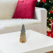13-Inch LED Glass Christmas Tree Stand Ombre – Illuminated Holiday Tabletop Decor, Christmas Decoration, Winter Home Accent