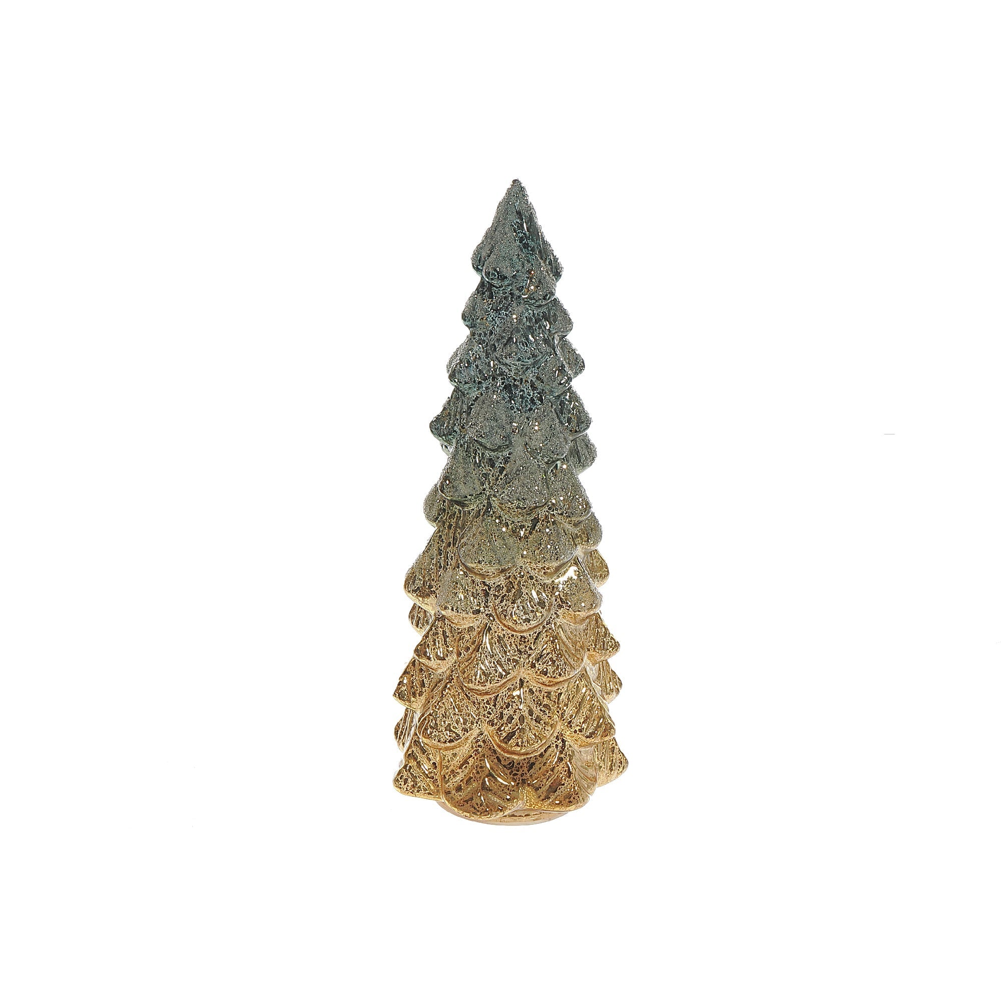 13-Inch LED Glass Christmas Tree Stand Ombre – Illuminated Holiday Tabletop Decor, Christmas Decoration, Winter Home Accent