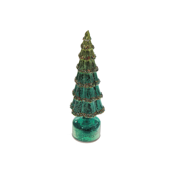 14.2" Spinning Glass Christmas Tree Stand (Green)