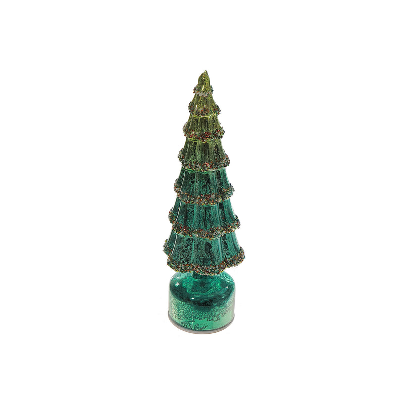 14.2" Spinning Glass Christmas Tree Stand (Green)