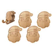 Bamboo Coaster Set 4 Piece Santa, Christmas, Coaster Set, Holiday Decor