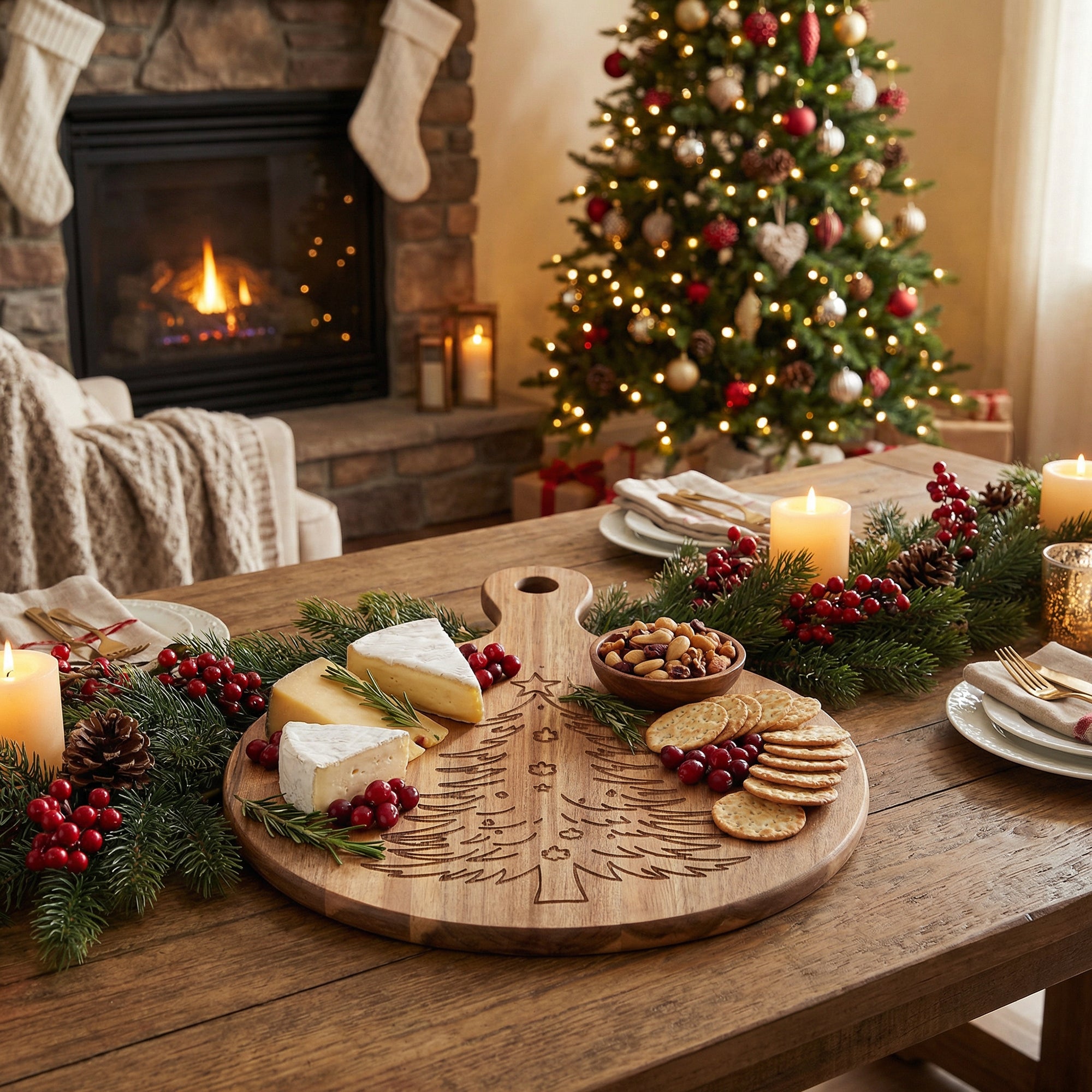 Acacia Paddle Serving Tray Tree, Serving Tray, Holiday Decor