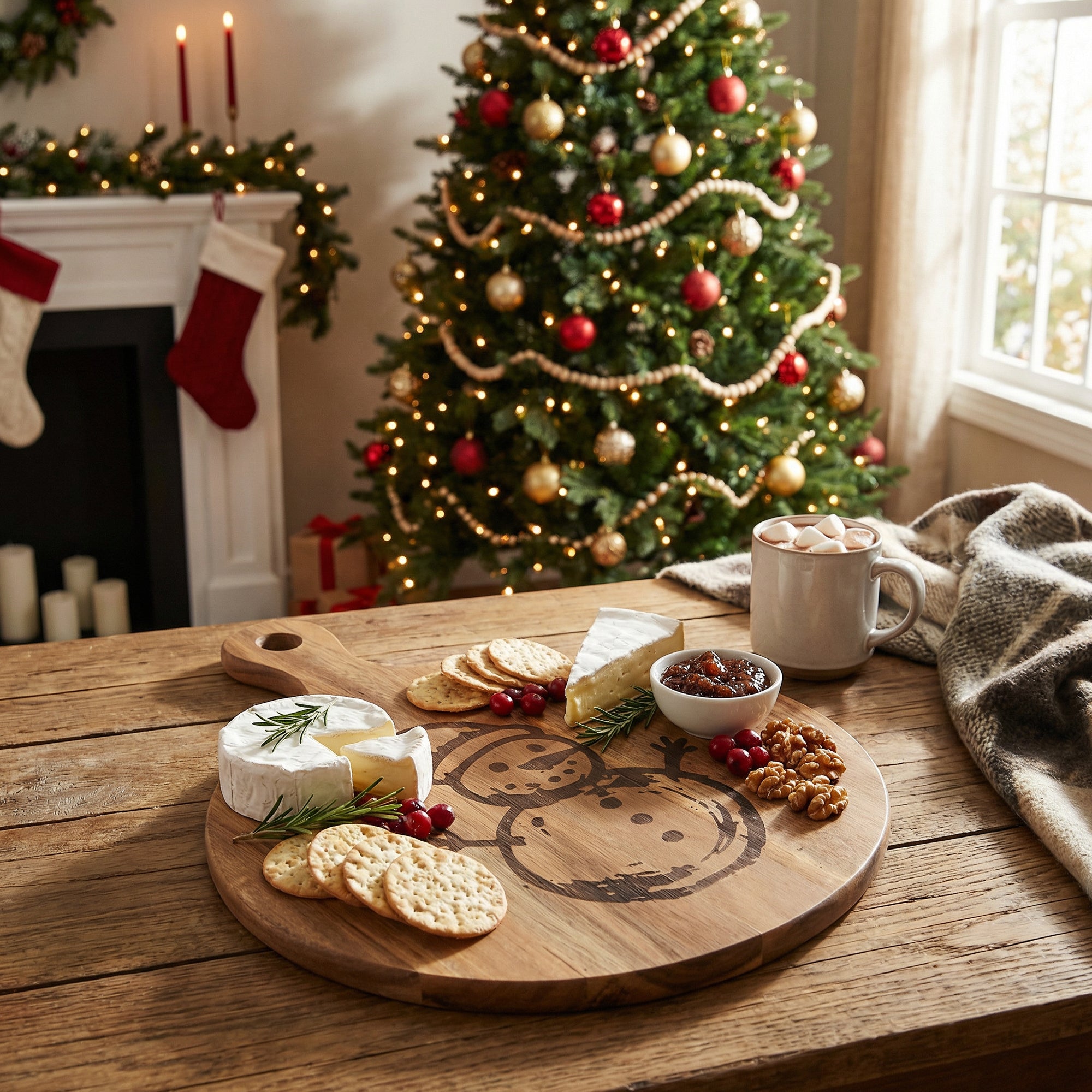 Acacia Paddle Serving Tray Snowman, Christmas, Serving Tray, Holiday Decor