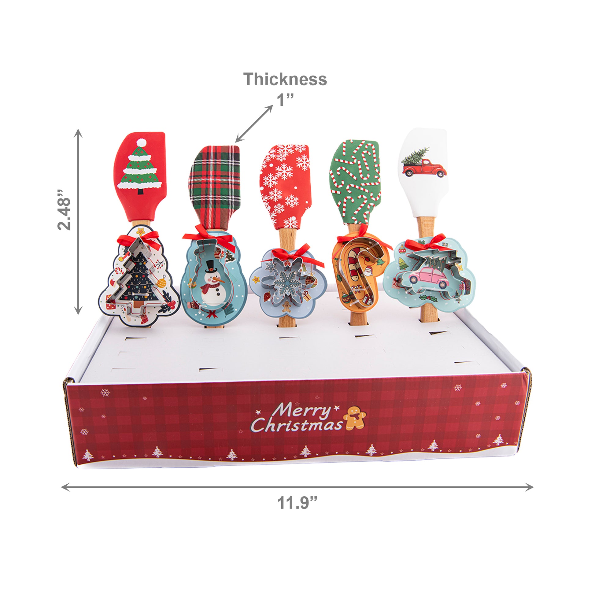 Xmas Baking Set (Cutter and Spatula) (2 Piece) / 30 PDQ Disp, Holiday Decor- Set of 30