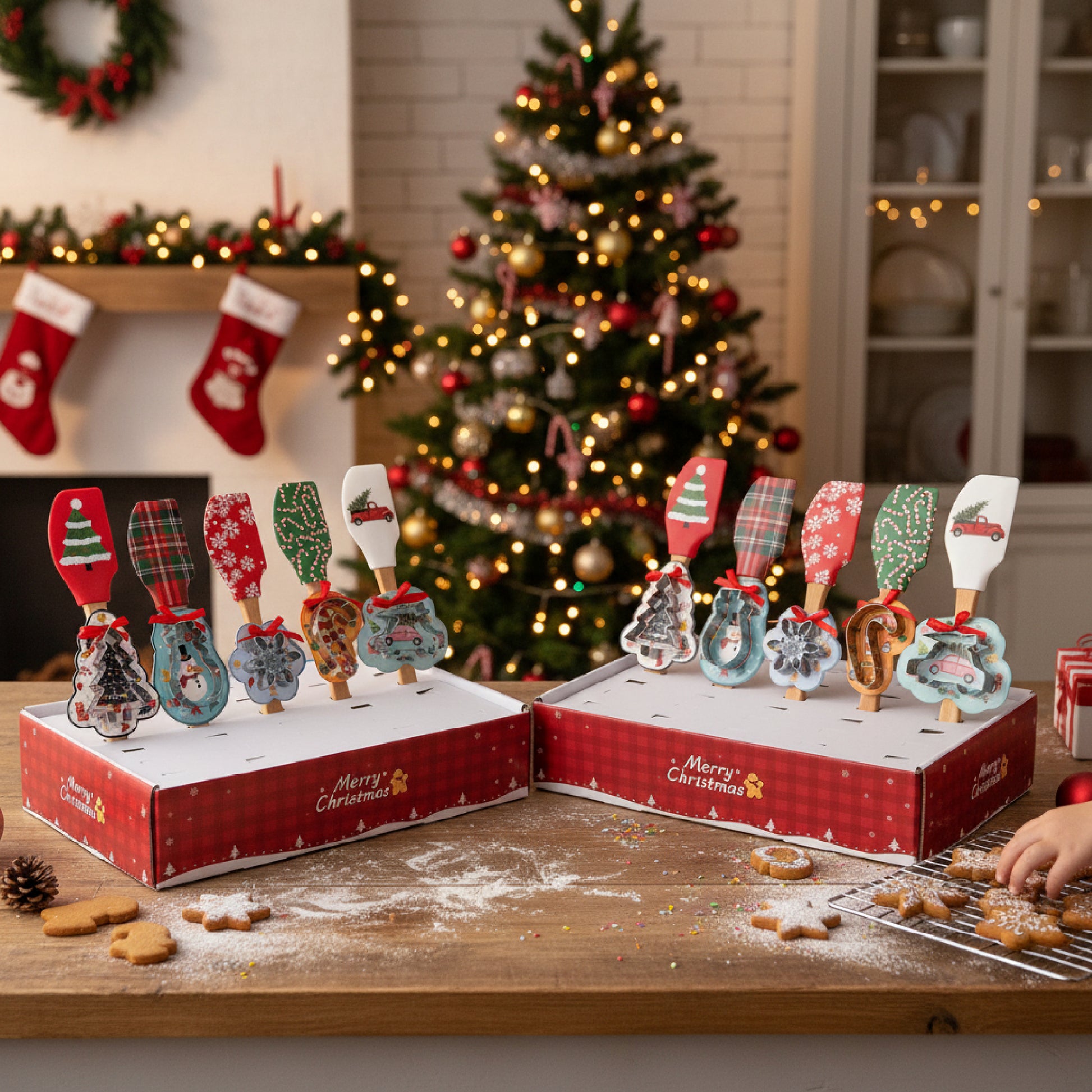 Xmas Baking Set (Cutter and Spatula) (2 Piece) / 30 PDQ Disp, Holiday Decor- Set of 30