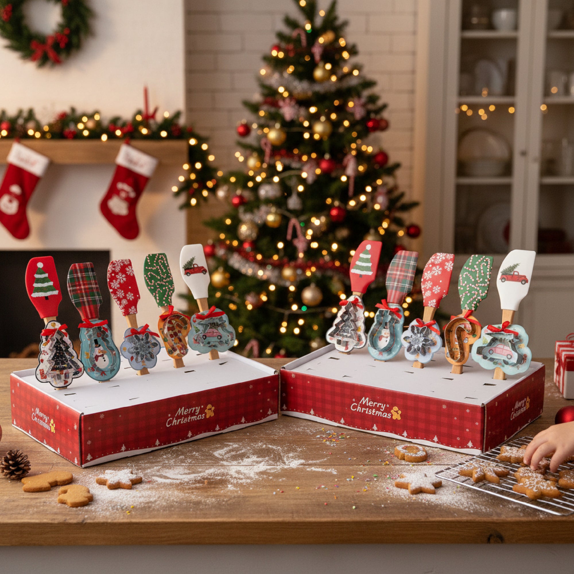 Xmas Baking Set (Cutter and Spatula) (2 Piece) / 30 PDQ Disp, Holiday Decor- Set of 30