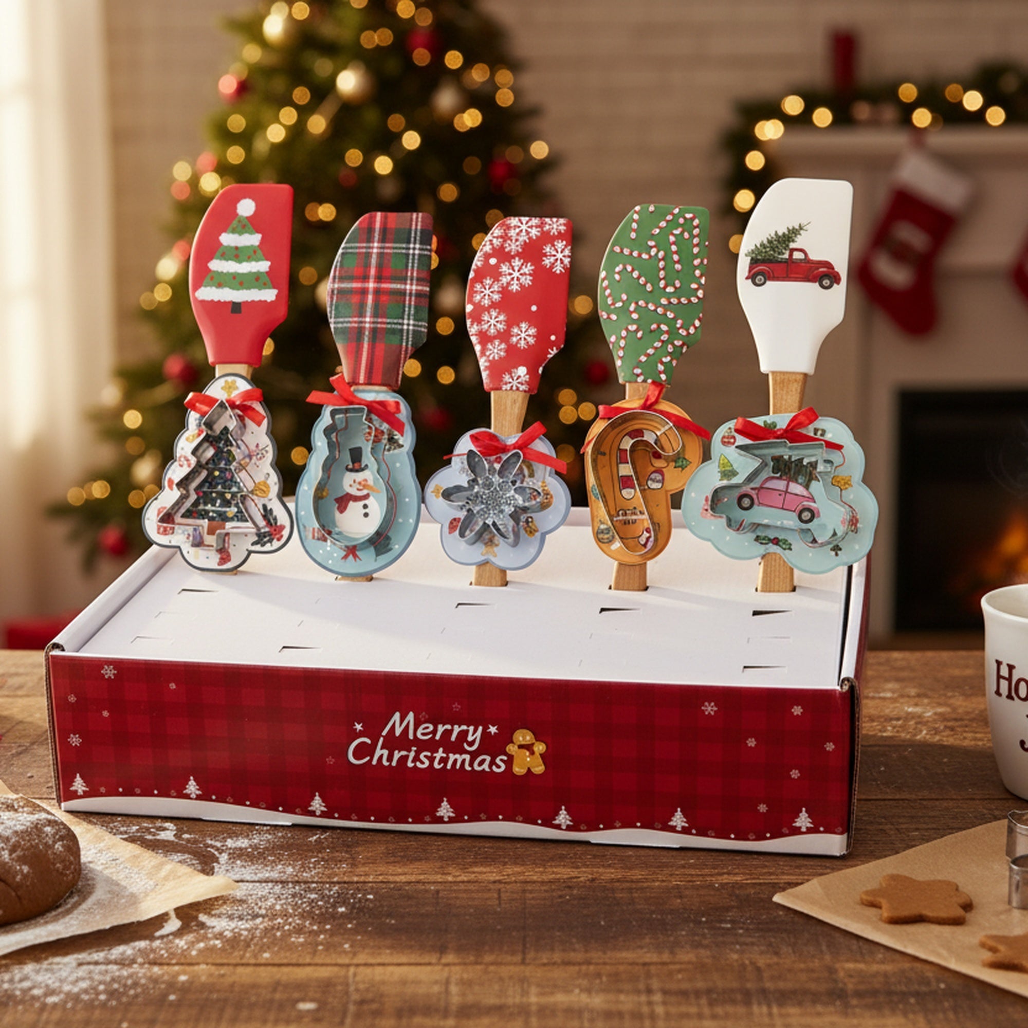 Xmas Baking Set (Cutter and Spatula) (2 Piece) / 30 PDQ Disp, Holiday Decor- Set of 30