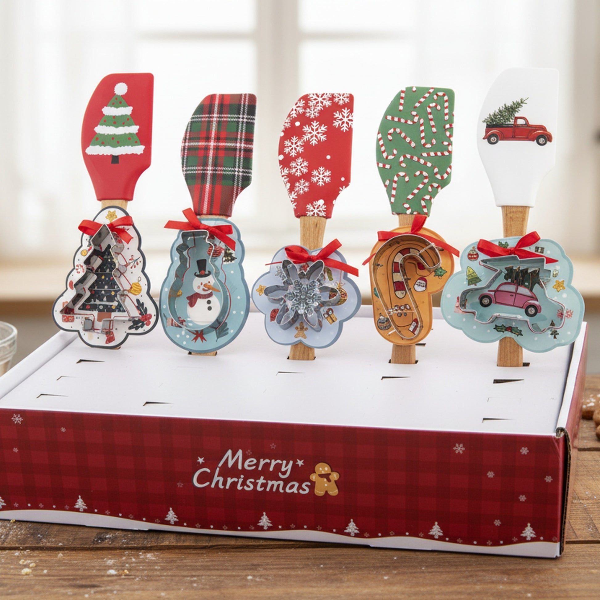 Xmas Baking Set (Cutter and Spatula) (2 Piece) / 30 PDQ Disp, Holiday Decor- Set of 30