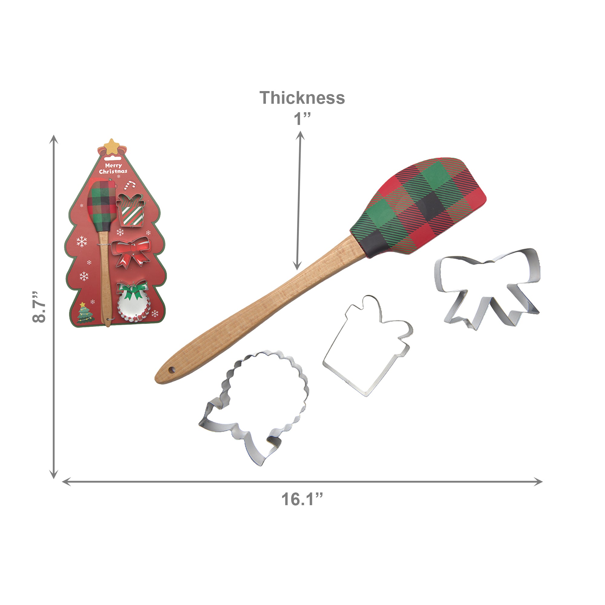Christmas Baking Set Tree Cutter and Spatula 4 Piece, Christmas, Holiday Decor